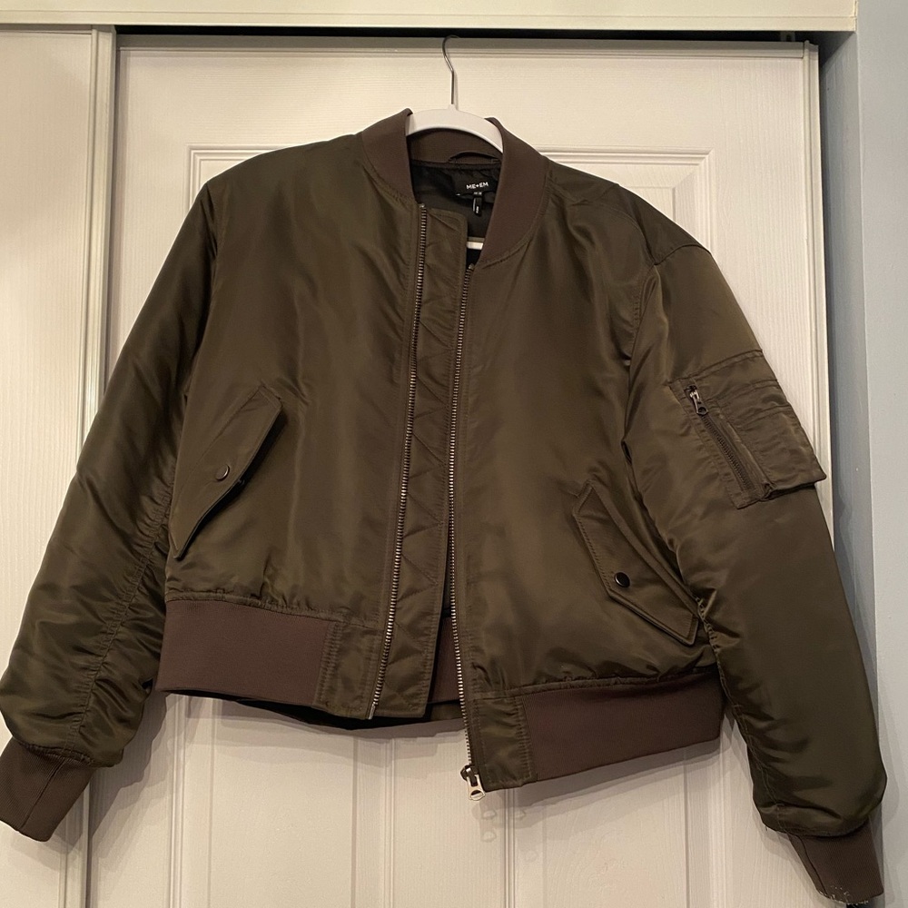ME+EM Olive Green Bomber Jacket